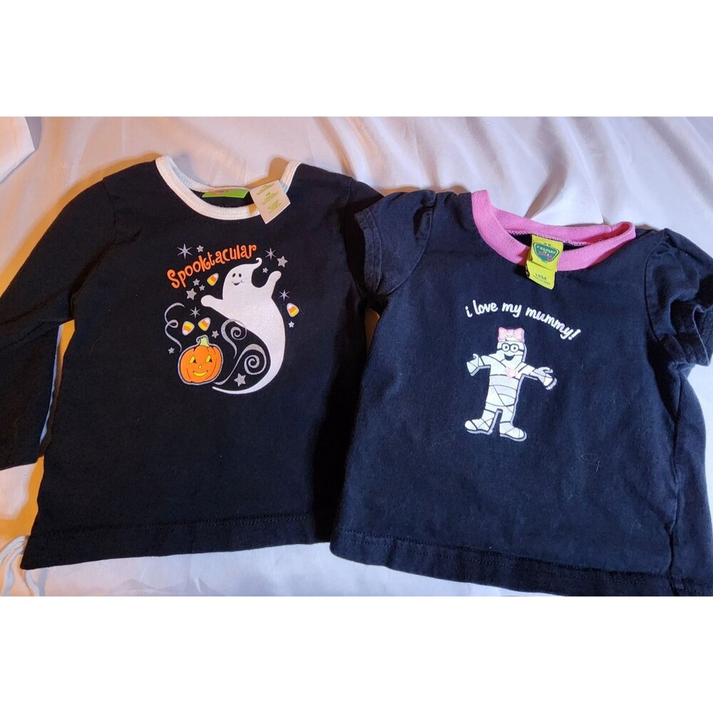 Y2K Halloween Baby Shirt Lot 12M Ghost Mummy Spooktacular 2000s Vintage 2 Pc